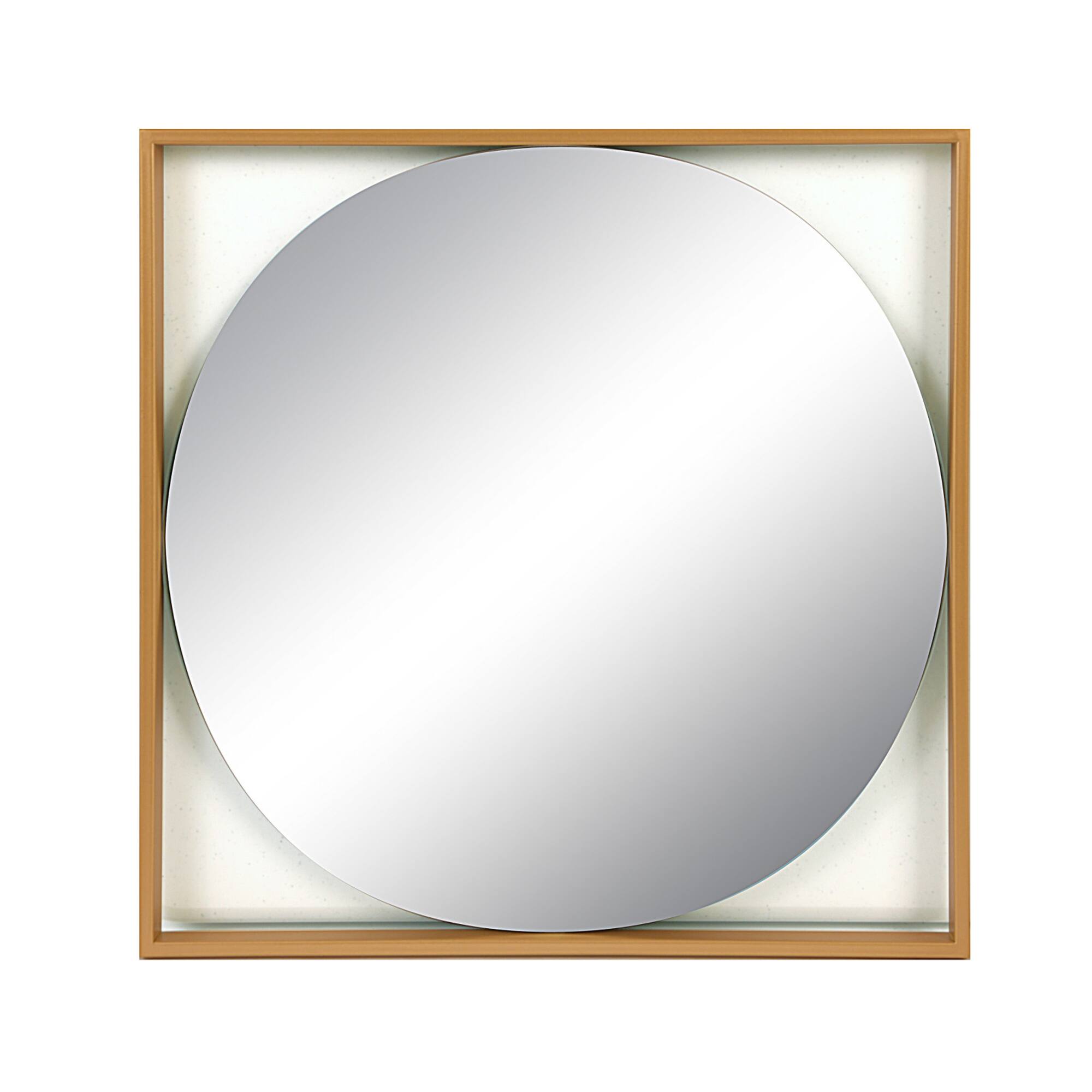 20" Gold Square Metal Floating Wall Mirror